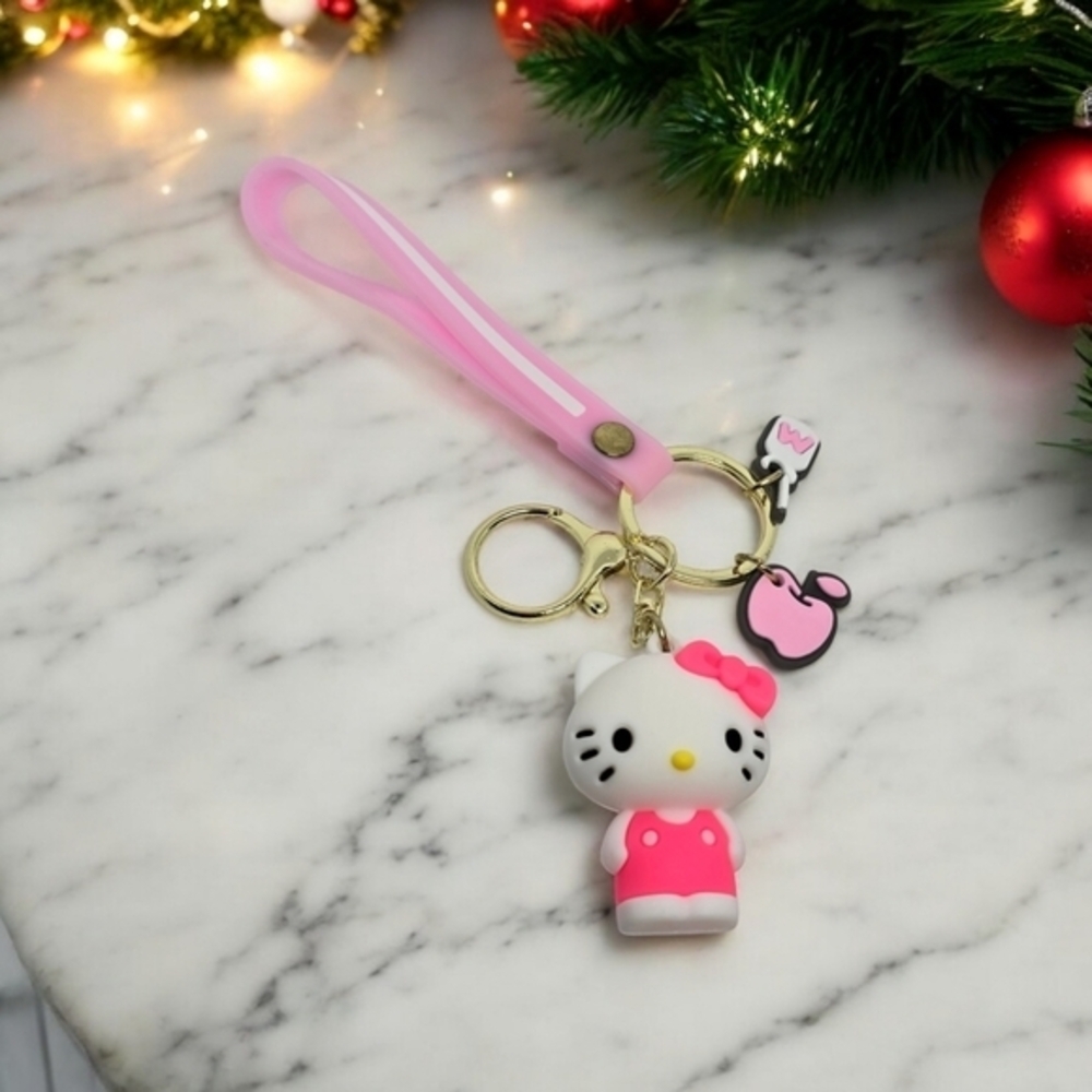 NEW Hello Kitty Charm Keychain Carâ Accessory Pink Keyring - Picture 2 of 2